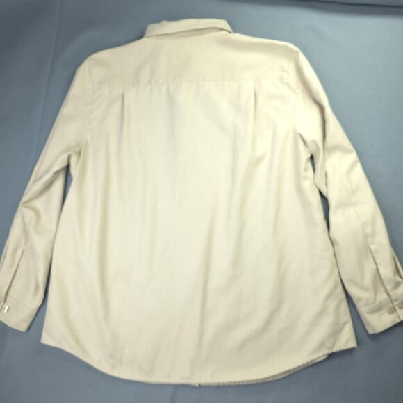 LL Bean Shirt Womens XL Beige Faux Suede Button Long Sleeve Blouse Timeless - Picture 6 of 11